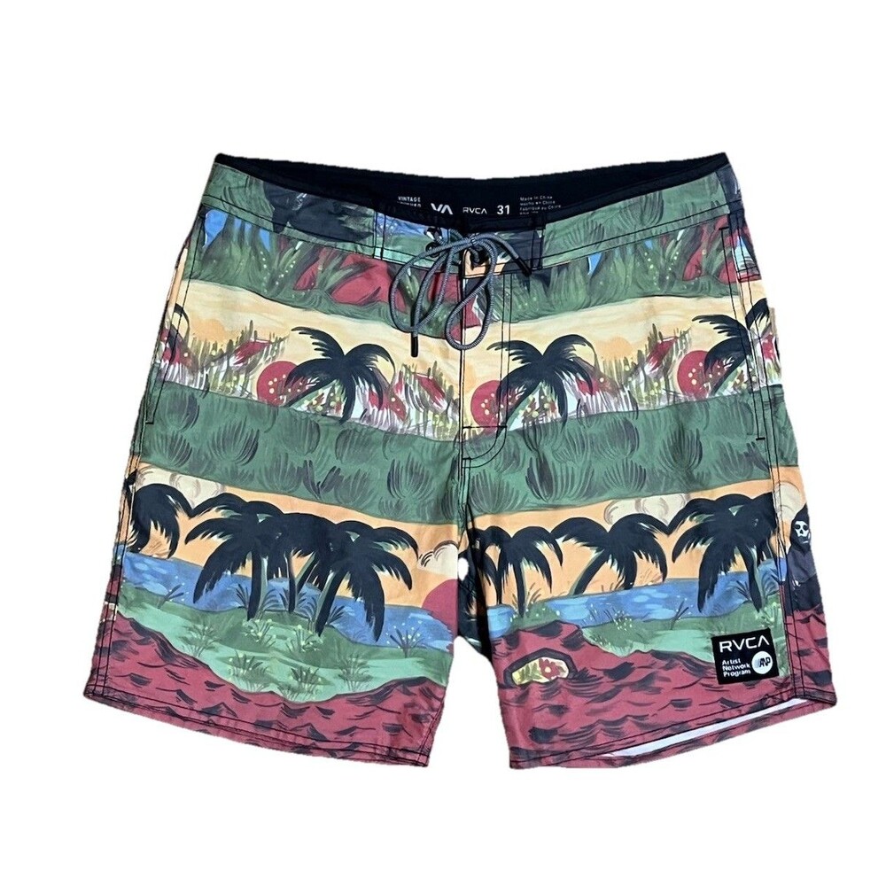 RVCA Board Shorts Men’s 31 Artist Network Tropical Grim Reaper Surf Skate
